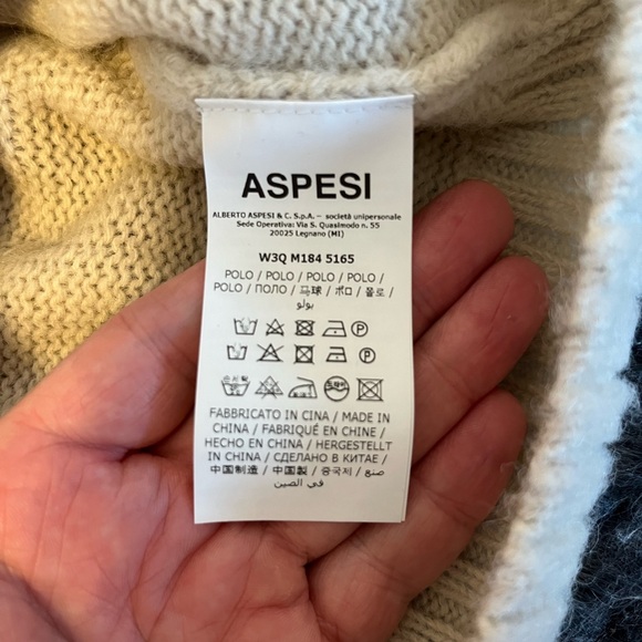 New w Tags Aspesi Brushed Wool Long Sleeve Polo - Picture 4 of 4